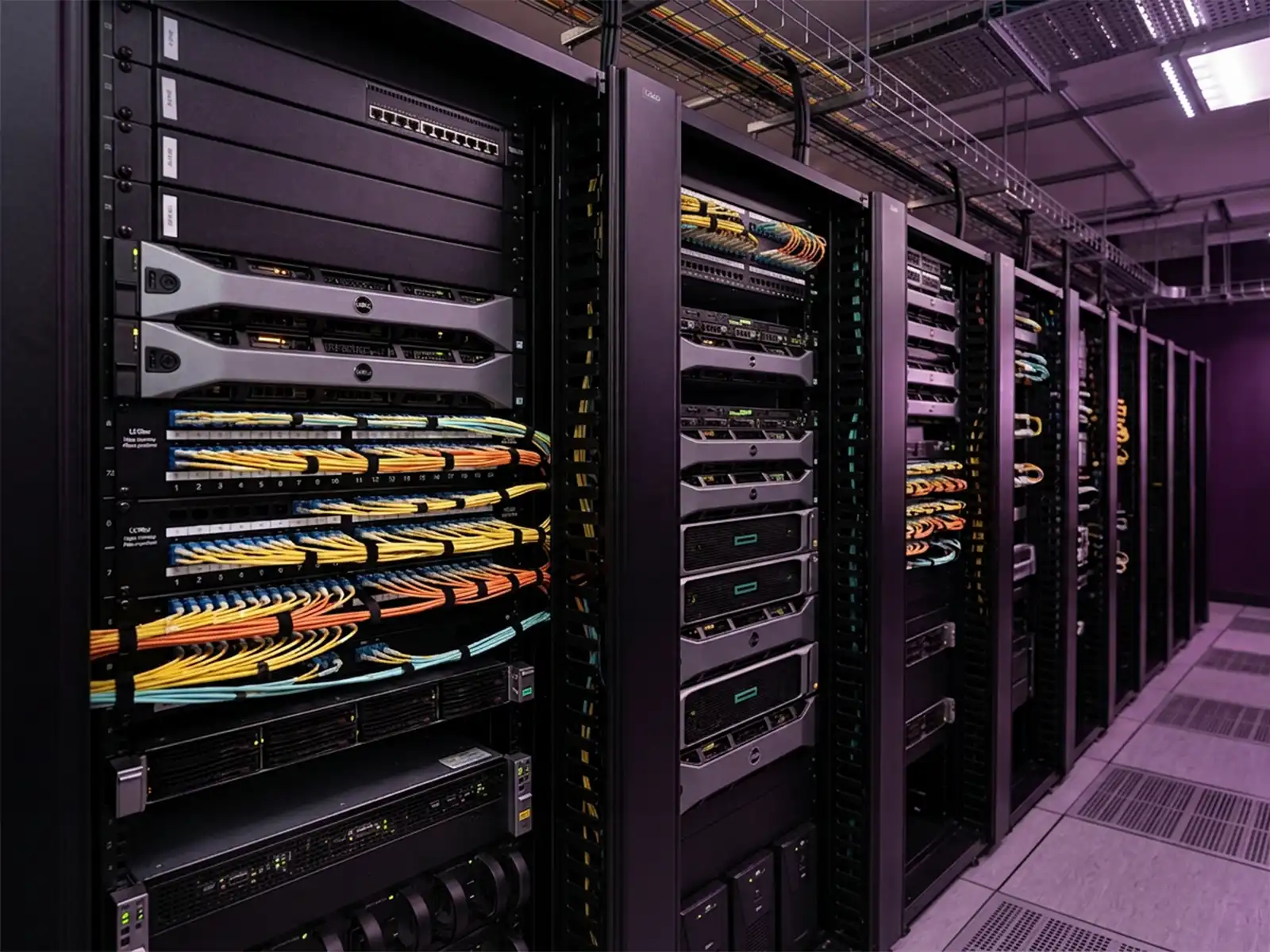 Data Centers pathway diagram showing organized vertical management and LC terminations
